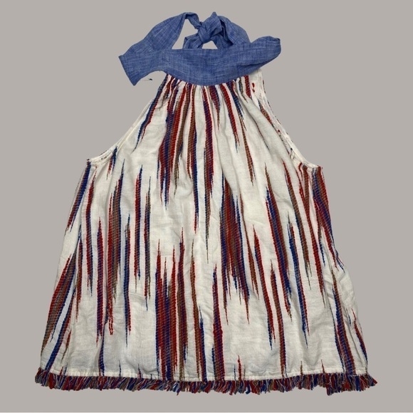 Fringe Halter Top Red, White and Blue Sz L EUC - Picture 1 of 10